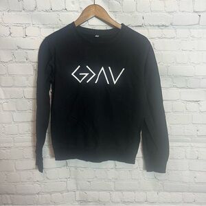 Black Crewneck Sweatshirt with White Logo